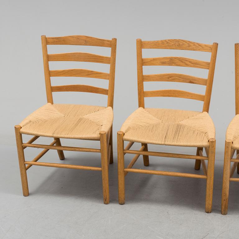 KAARE KLINT, four oak 'Kirkestolen' from Fritz Hansen, Denmark.