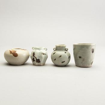 A group of four spotted yuan style vessels, presumably revival.