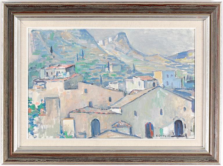 EDVIN OLLERS, olja på pannå, signerad o daterad -57.
