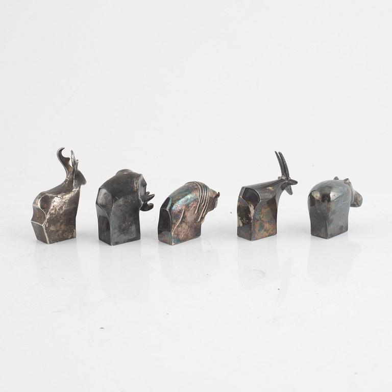 A set of five figurines, including Gunnar Cyrén, Dansk Designs, Japan.