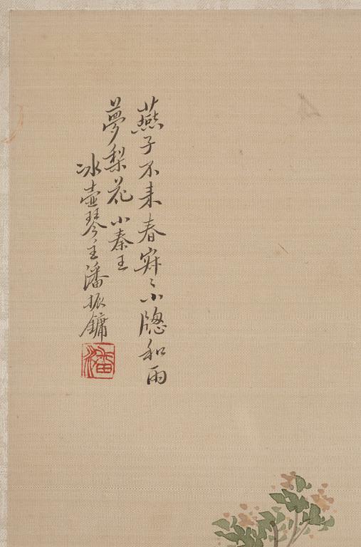 MÅLNINGAR, fyra stycken, akvarell och tusch på silke, sen Qingdynasti, attibuerad till Pan Zhenyong (1852-1921).