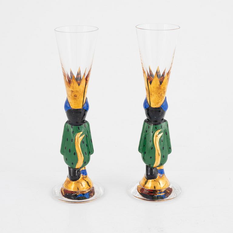 Gunnar Cyrén, two schnapps glasses known as "devil's glasses" from the "Nobel Orrefors" series.