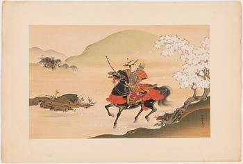 JAPANILAINEN PUUPIIRROS, triptyykki, myöhempi painos, 1900-luvun ensimmäinen puolisko, sekä kolme painotyötä.