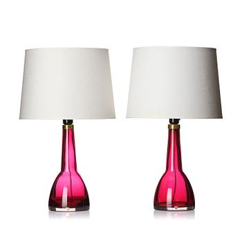 228. Carl Fagerlund, a pair of table lamps model "RD 1321", Orrefors, 1950s-60s.