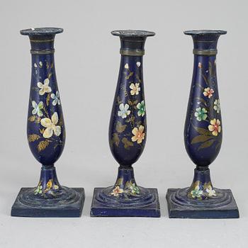 A set of three Biedermeier candlesticks, probably Germany, first half of the 19th century.