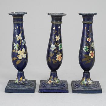 A set of three Biedermeier candlesticks, probably Germany, first half of the 19th century.