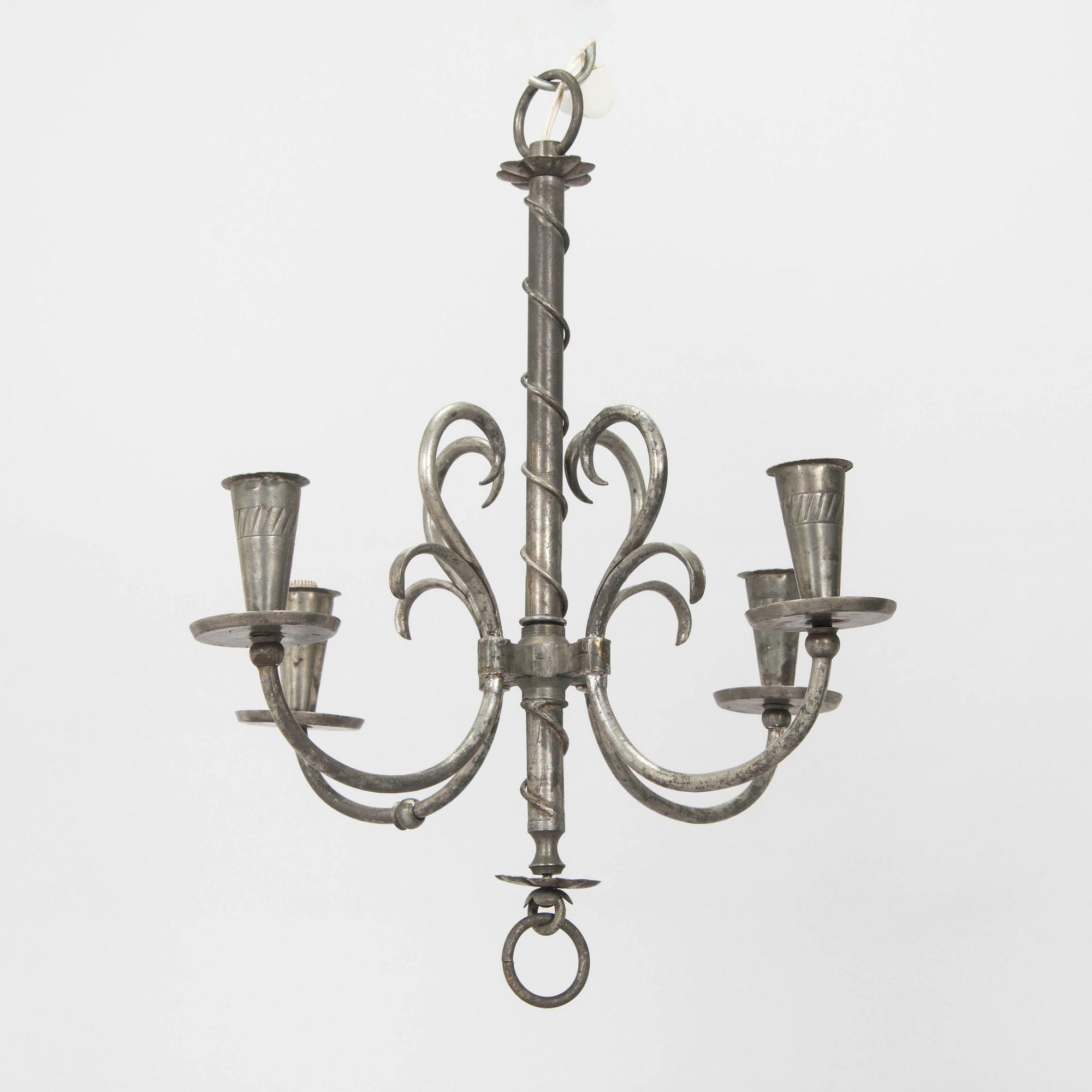 Paavo Tynell, a 1930's 'R2' chandelier for Taito. Height 54 cm.