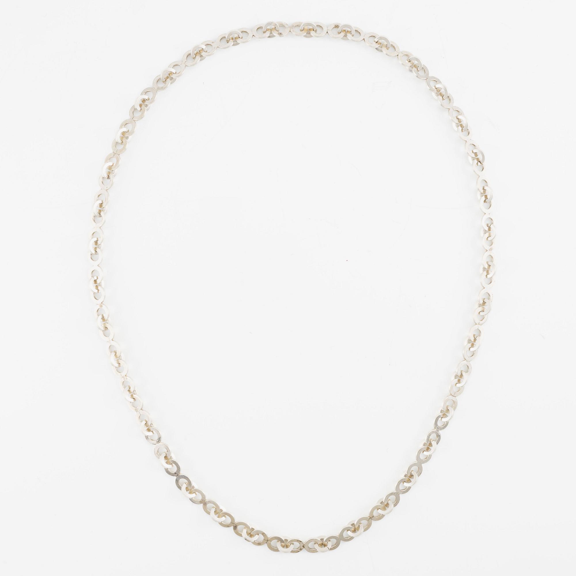 Necklace, sterling silver, round links, attributed to Rey Urban.