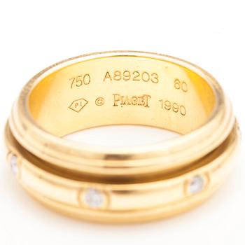 PIAGET. An 18K gold ring with diamonds ca. 0.21 ct in total. Marked A89203.