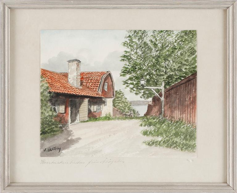 FRANS LINDSTRÖM, akvareller, 4 st, sign. 1900-talets första hälft.