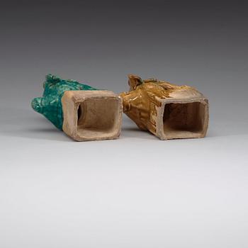 Two joss stick holders, Ming dynasty (1368-1644).