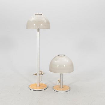 Jan Johansson, table and floor lamp Orrefors 1970s.