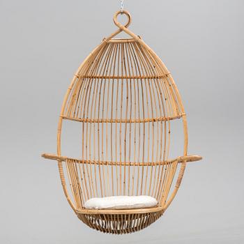 A bamboo and rattan hanging easy chair, second half of the 20th Century.