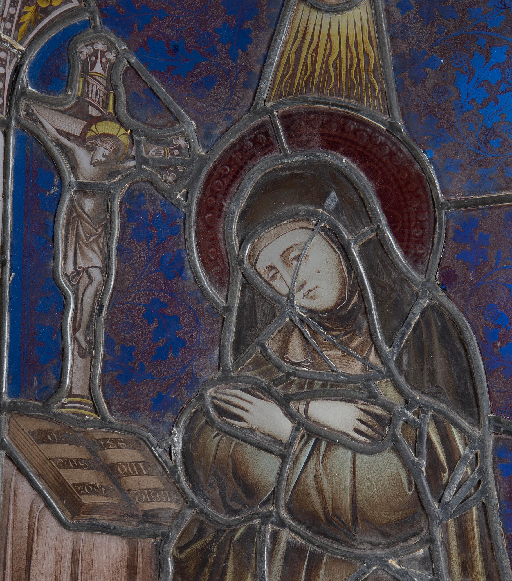 A stained glass window with St Theresa, late 19th Century.