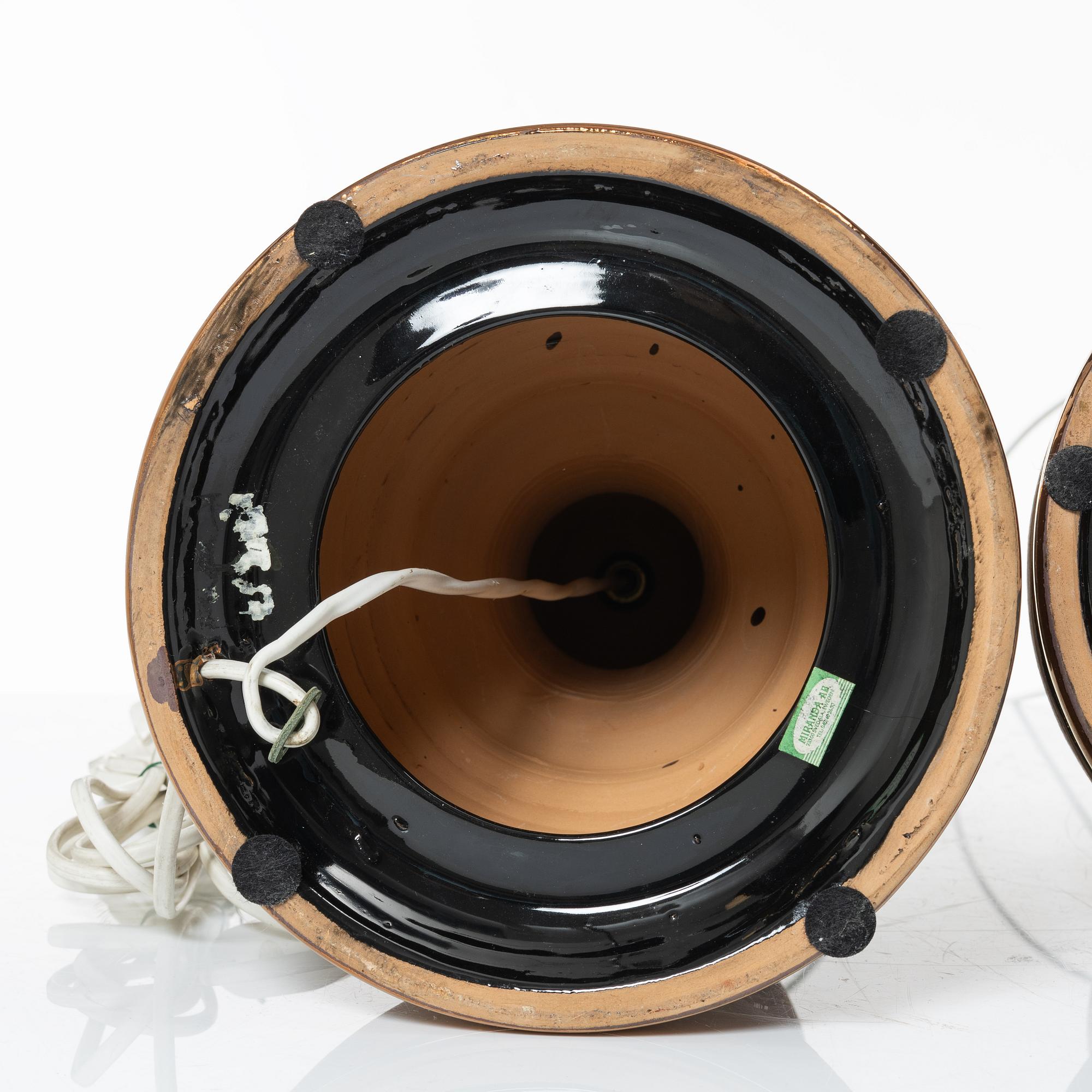 Bordslampor, ett par, Bitossi/Miranda, 1900-talets senare del.