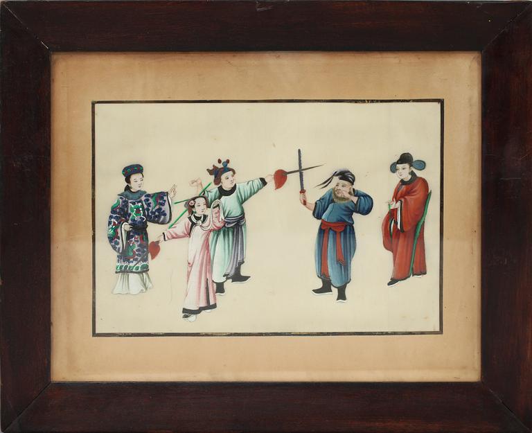 SIDENMÅLNINGAR, 2 st, Kina 1800-tal.