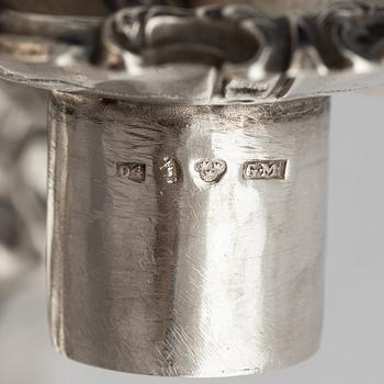 A pair of silver candlesticks, marks Gustaf Möllenborg, Stockholm 1845.