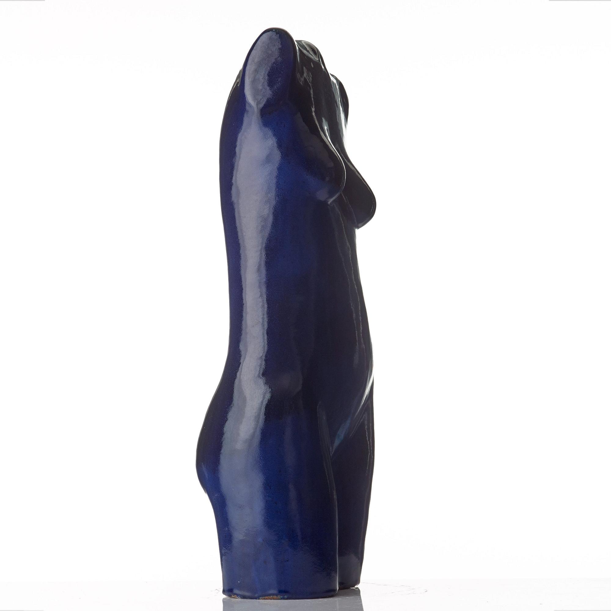 Ulla & Gustav Kraitz, a glazed stoneware sculpture of a female torso, Fogdarp, Förslöv, Sweden.