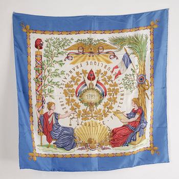 Hermès · SCARF, siden, "1789 Liberte Egalite Fraternite", Joachim Metz, Hermès, Paris, komponerad 1989.