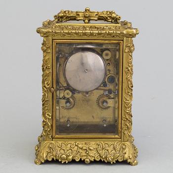 A travelling clock, signed "Potonie Paris", France, second half of the 19th century.