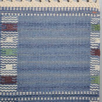 Barbro Nilsson, A CARPET, "Falurutan blå", flat weave, ca 235,5 x 164 cm, signed AB MMF BN.