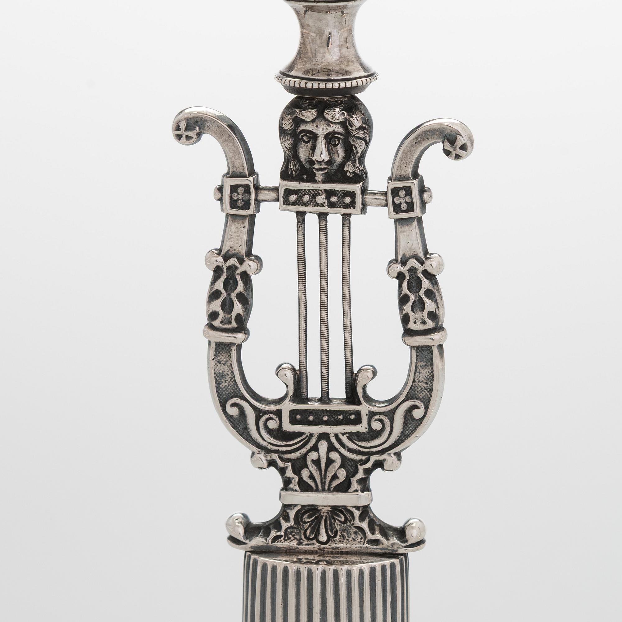 A pair of Empire silver candlesticks, maker's mark of Jacob Herman Lundström, Kuopio 1830.