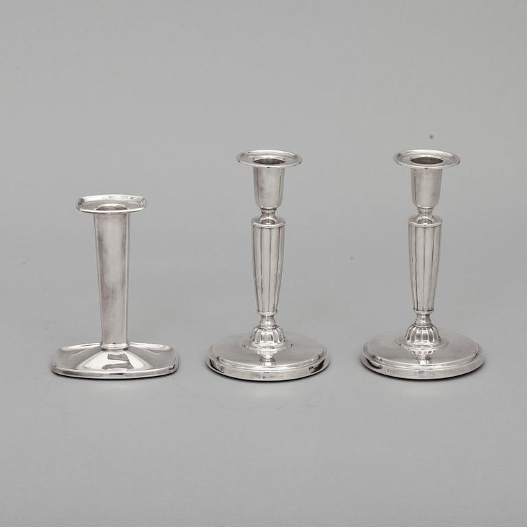 LJUSSTAKAR, 3 st, silver, 1900-tal.