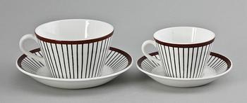 SERVIS, 36 delar, flintgods och benporslin, "Spisa Ribb", Stig Lindberg, Gustavsberg.