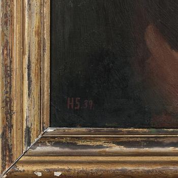 HUGO SIMSON, olja på pannå, signerad och daterad -39.