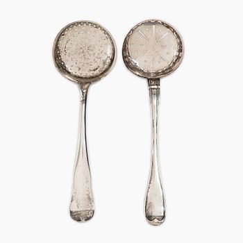Straining spoons, 2 pcs, silver, Stockholm 1785-1795.