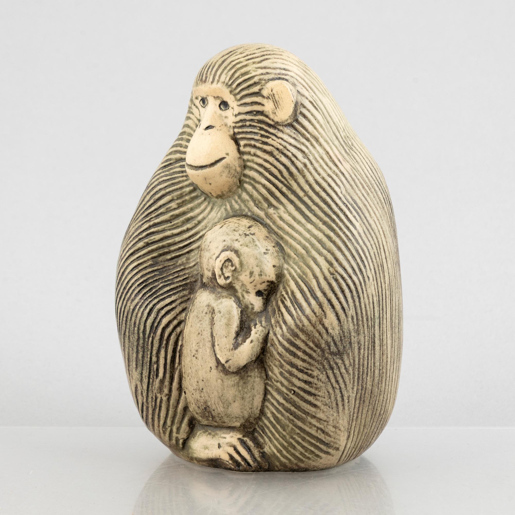 Lisa Larson, figurines, a set of four stoneware figurines including 'Lejon mini' from the series 'Afrika', Gustavsberg.