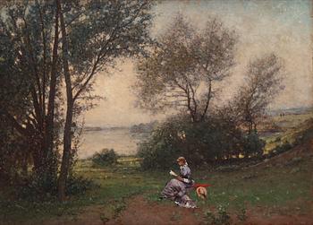 828. Per Ekström, Landscape with Reading Lady.