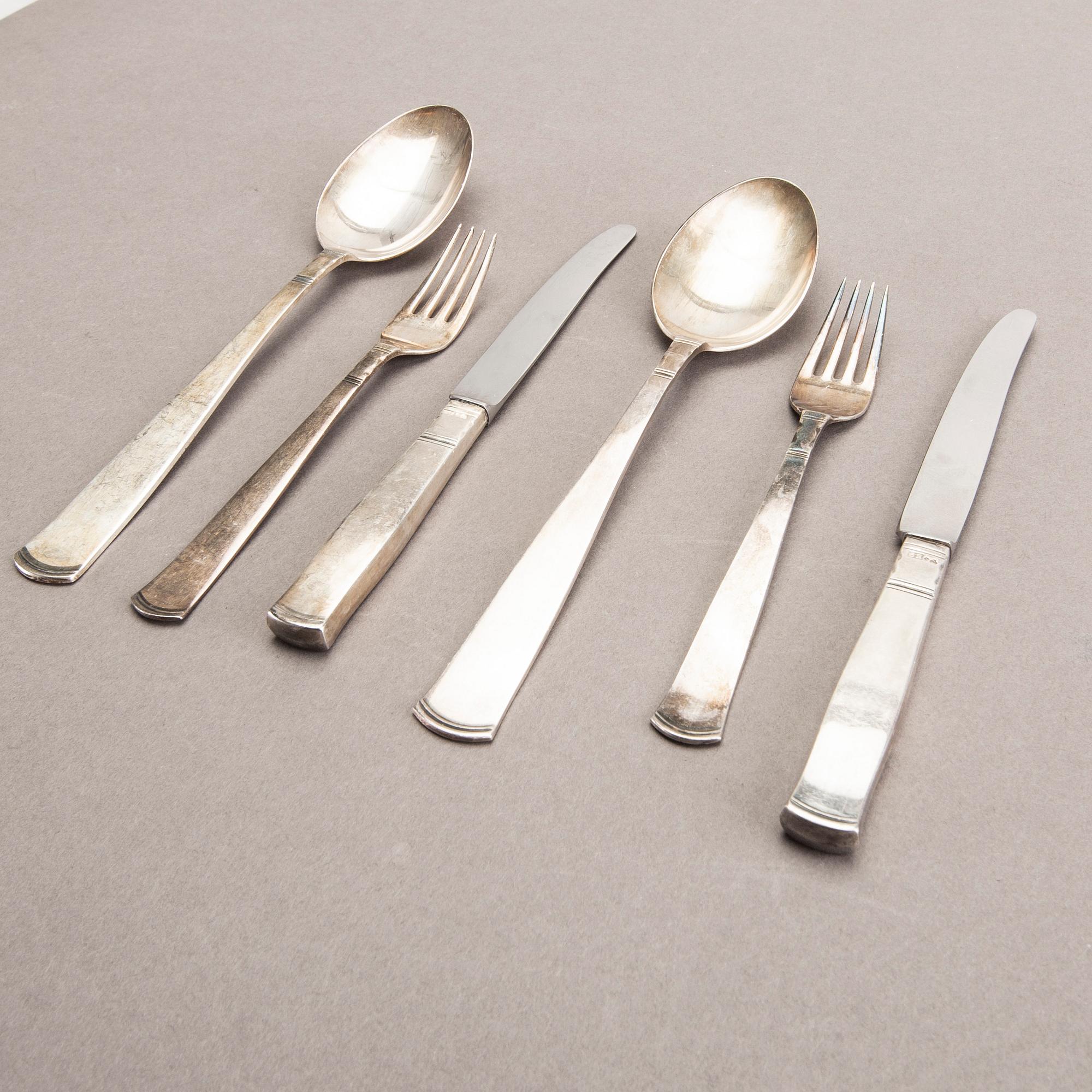 A Swedish 20th century set of 36 pcs of silver cutlery mark of J Ängman/GAB Stockholm 1960s tota weight 1202 gr.
