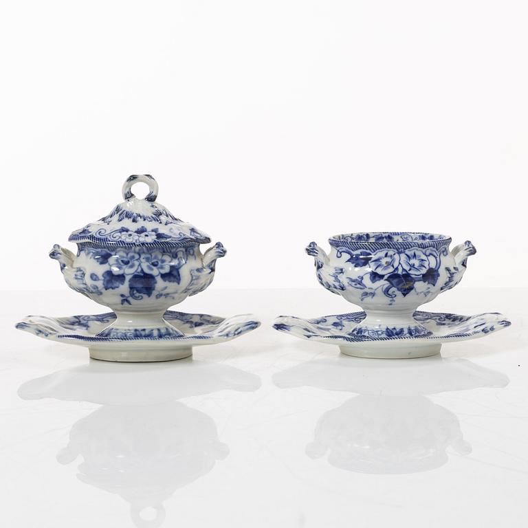 A 42 piece earthenware dinner service, 'Flora', Creil Montereau, France, late 19th Century.
