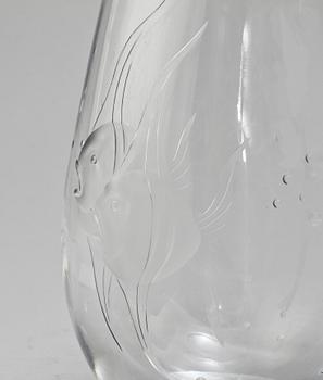 VAS, glas, Vicke Lindstrand, Kosta, omkring 1900-talets mitt.