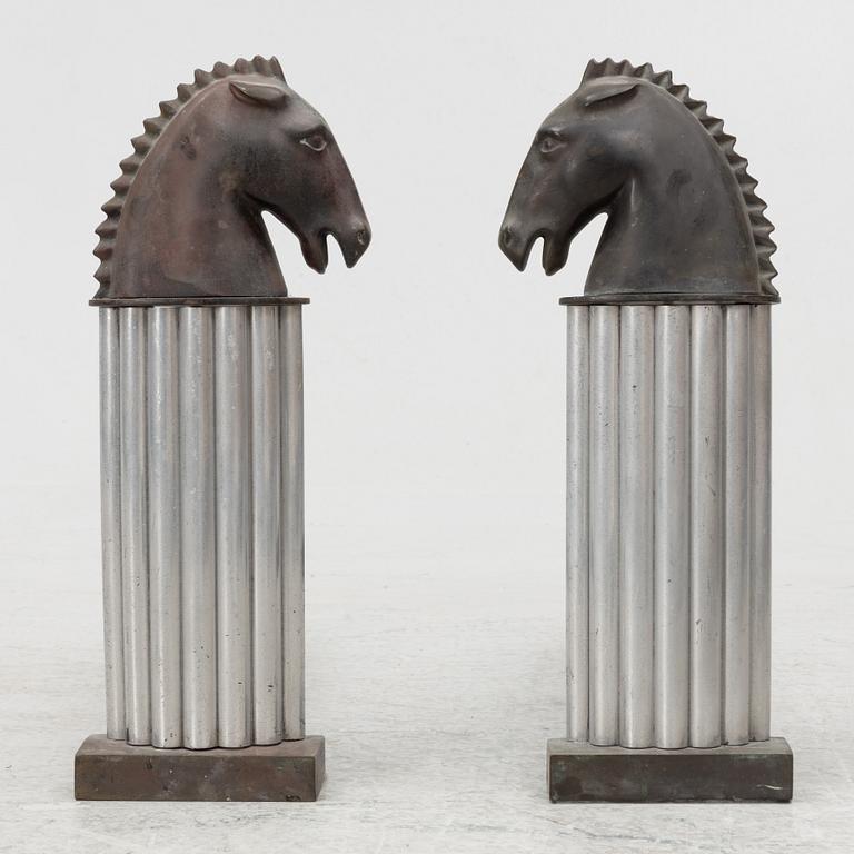 Fire dogs, a pair, Art Deco, first half of the 20th century.