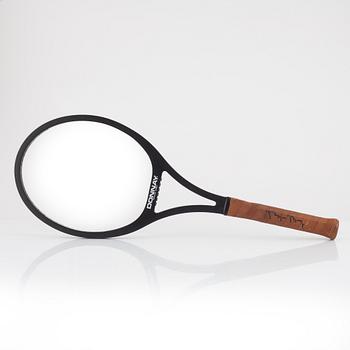 Tennis racket, Signed by Björn Borg. Donnay, specially customized oversized mid 15 wood racket..