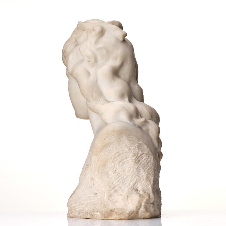 Arsène Matton, sculpture. Signed Matton. Early 20th Century Carrara Marble Bust. Height 46 cm.