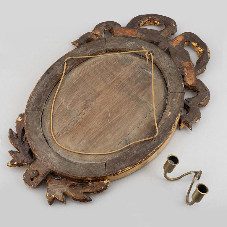 A Gustavian mirror wall sconce, late 18th Century.