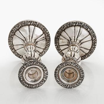 A pair of silver candelabras, a pair, Belgium 1831-1868.