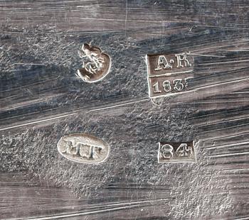 SOCKERSKRIN med lock, silver, Ryssland 1830-tal. Vikt ca 289 gram.