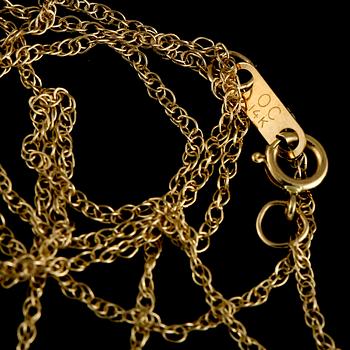 HÄNGE, 14K guld med briljantslipade diamanter, ca 0.70 ct. Vikt 2,7 g.