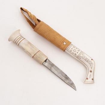 A reindeer knife by Nikolaus Fankki, before 1963, signed.