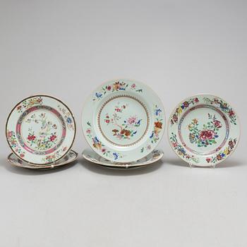 Five famille rose dishes, Qing dynasty, Qianlong (1736-95).