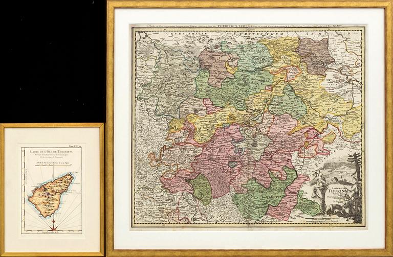 JOHANN BAPTIST HOMANN, map, copper engraving  "Thuringae..." Nürnberg ca 1720.