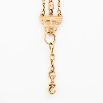 Chateleine 18K guld och emalj, 1800-tal.