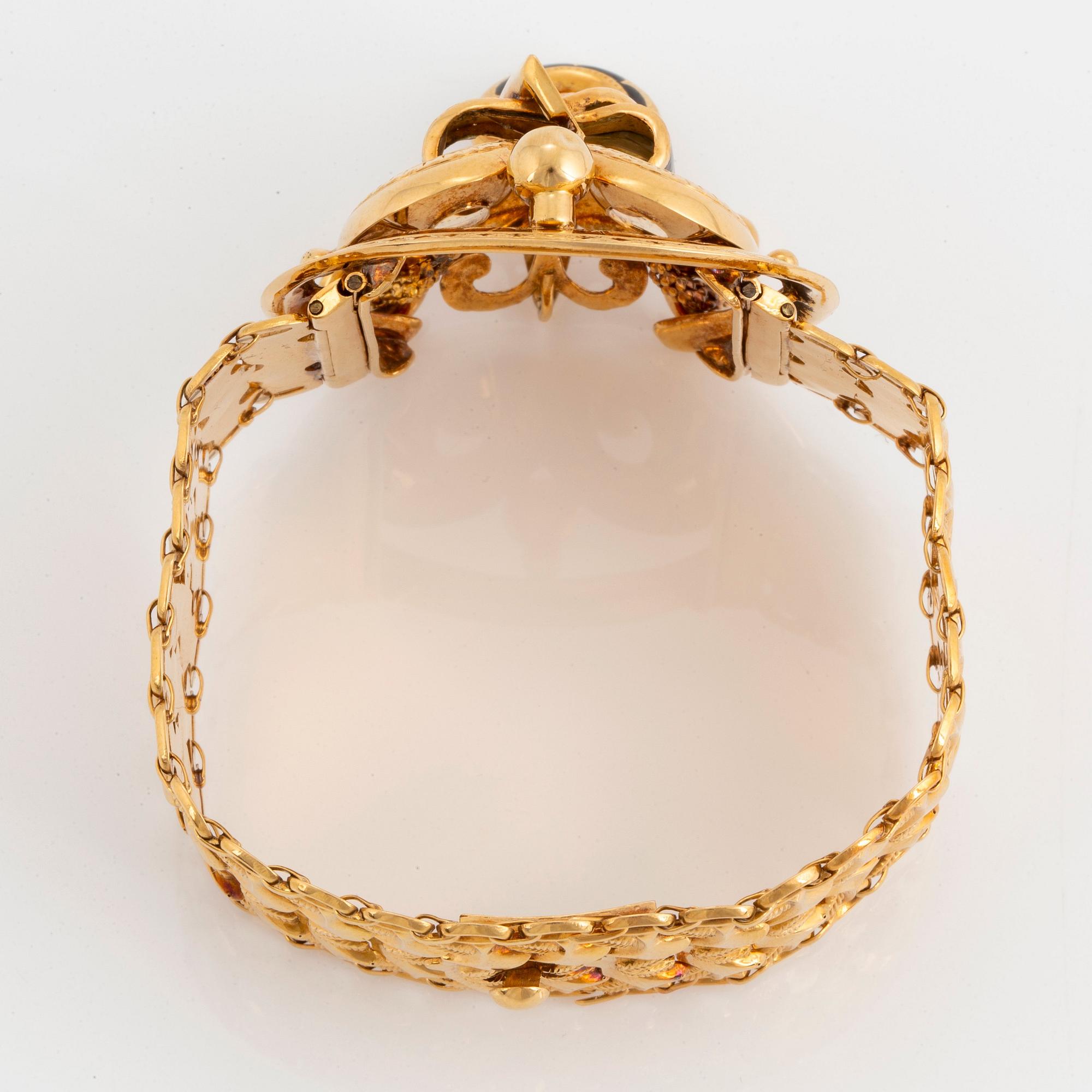 Armband 18K guld med svart emalj, Möllenborg.