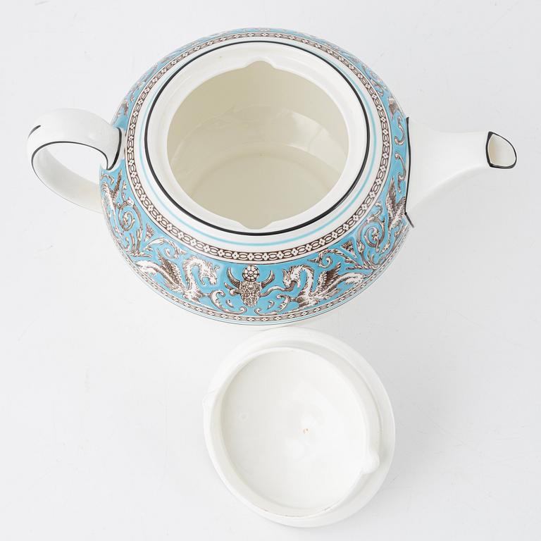 A 57-pieces "Florentine Turquoise", bone china service, Wedgewood, England, late 20th century.