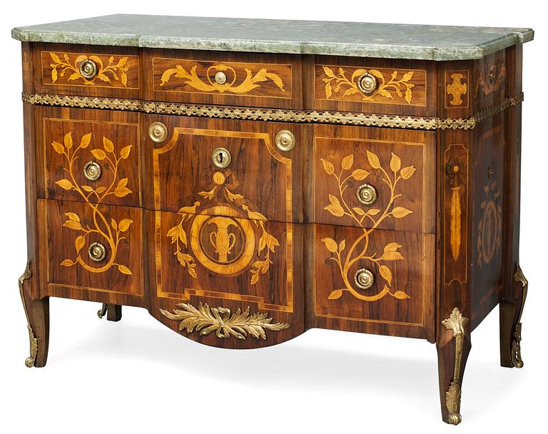 A Gustvian commode by N. Korp, not signed.