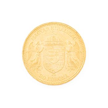 Gold coin, Hungary, 20 Korona, 1892.